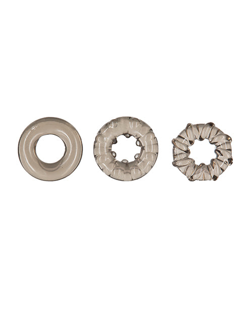 PowerBullet Got Big D Super Stretch Cock Rings (3 pack) - Black