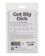 PowerBullet Got Big D Super Stretch Cock Rings (4 pack) - Black