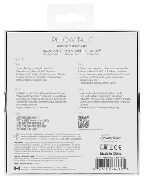 Pillow Talk Flirty Rechargeable Silicone Bullet - Pink