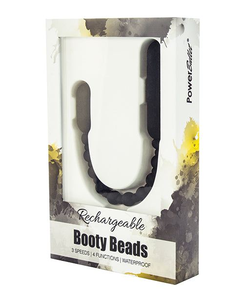 PowerBullet Rechargeable Silicone Booty Beads 10in - Black