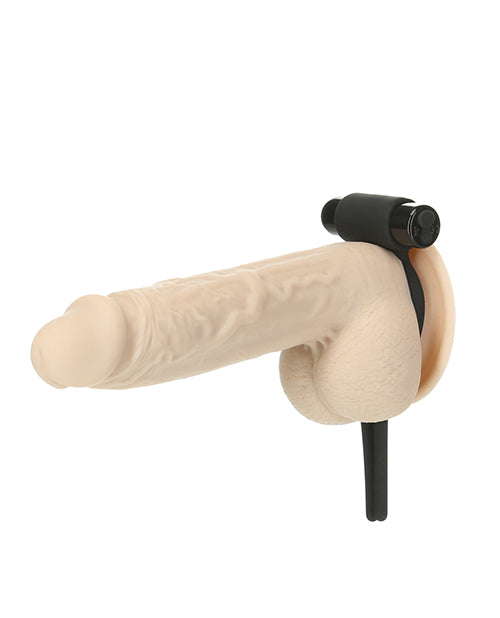PowerBullet Bolo Bullet Silicone Rechargeable Cock Tie - Black/Silver