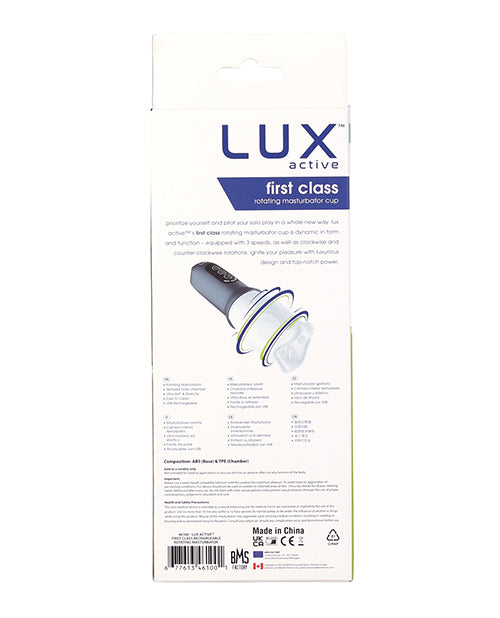 LUX Active First Class Rechargeable Rotating Masturbator Cup - Navy/White