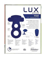 LUX Active Triad Silicone Rechargeable Vibrating Dual Cock Ring with Remote Control - Navy