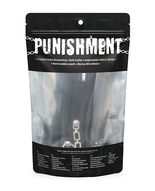 Punishment Crystal Detail Collar and Leash 37in - Black