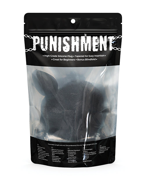 Punishment Bunny Tail Silicone Butt Plug - Black