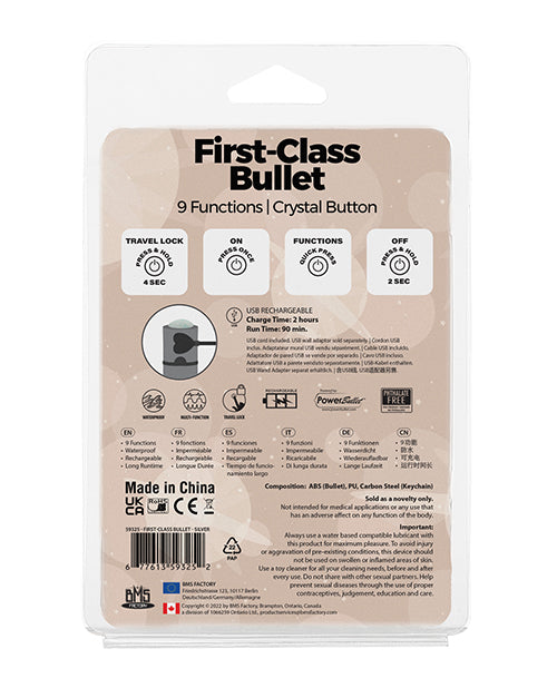 PowerBullet First Class Rechargeable Mini Bullet with Crystal - Silver