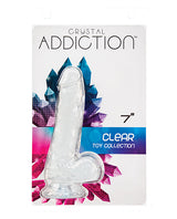 Crystal Addiction Dildo with Balls 7in - Clear