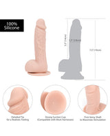 Addiction Toy Collection Mark Silicone Dildo with Balls 7.5in - Vanilla