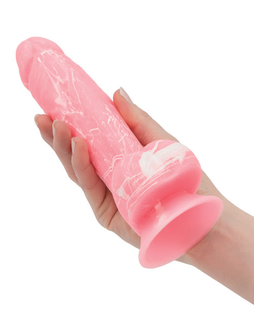 Addiction Toy Collection Brandon Silicone Glow-In-The-Dark Dildo with Balls 7.5in - Pink