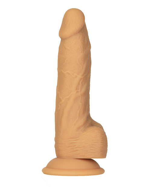 Naked Addiction Silicone Rechargeable Vibrating and Rotating Dildo with Remote Control 8in - Caramel