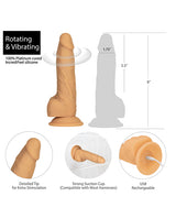 Naked Addiction Silicone Rechargeable Vibrating and Rotating Dildo with Remote Control 8in - Caramel