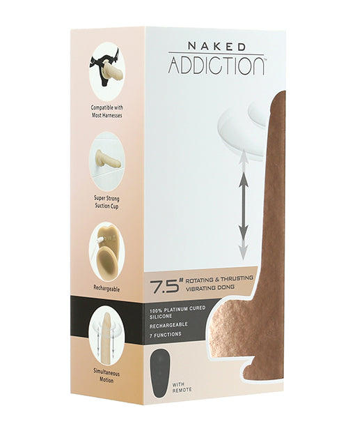 Naked Addiction The Freak 7.5" Rotating & Thrusting Vibrating Dong - Ivory