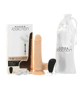 Naked Addiction Silicone Rechargeable Thrusting, Vibrating, and Rotating Dildo 7.5in - Vanilla