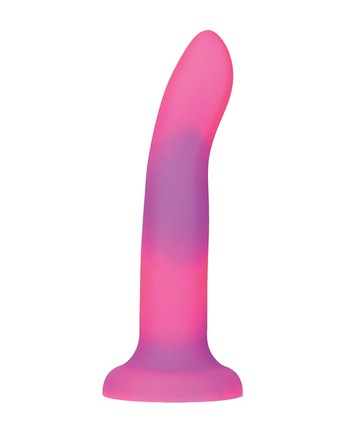 Addiction Rave Silicone Glow In The Dark Dildo 8in - Pink/Purple