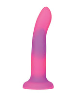 Addiction Rave Silicone Glow In The Dark Dildo 8in - Pink/Purple