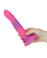 Addiction Rave Silicone Glow In The Dark Dildo 8in - Pink/Purple