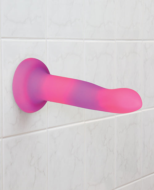 Addiction Rave Silicone Glow In The Dark Dildo 8in - Pink/Purple