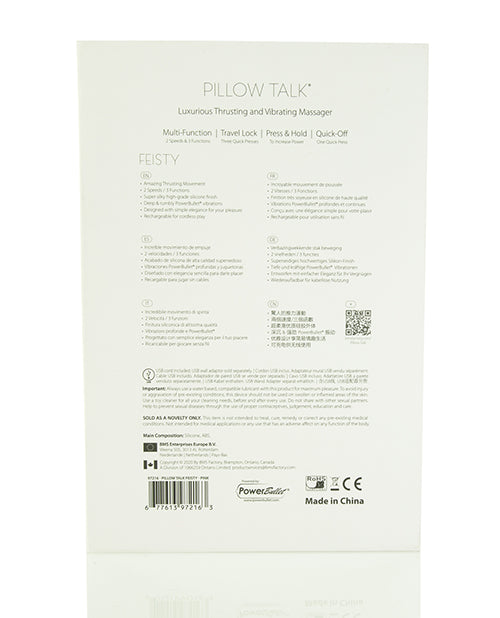 Pillow Talk Feisty Silicone Thrusting and Vibrating Massager - Pink