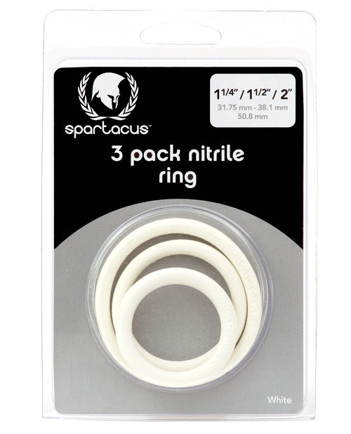 Spartacus Nitrile Cock Ring Set - White Pack of 3