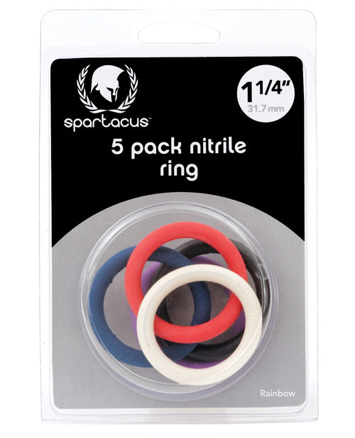 Spartacus 1.25" Nitrile Cock Ring Set - Asst. Colors Pack of 5