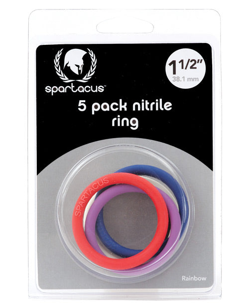 Spartacus 1.5" Nitrile Cock Ring Set - Asst. Colors Pack of 5