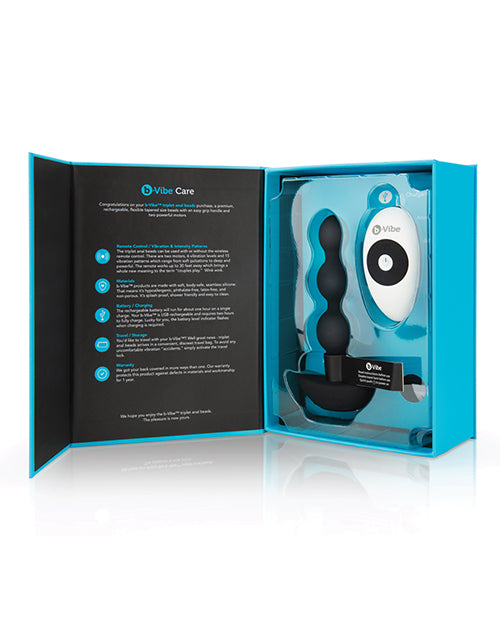 B-Vibe Triplet Anal Beads Rechargeable Silicone Beads with Remote Control - Black