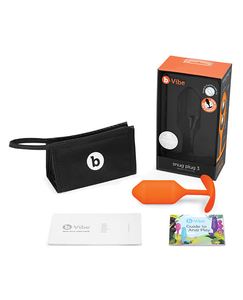 B-Vibe Snug Plug 3 Silicone Weighted Anal Plug - Orange
