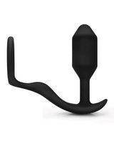 B-Vibe Snug and Tug Silicone Cock Ring and Anal Plug - Black