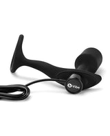 B-Vibe Vibrating Snug and Tug Rechargeable Silicone Cock Ring andamp; Anal Plug - Medium - Black