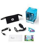 B-Vibe Vibrating Snug and Tug Rechargeable Silicone Cock Ring andamp; Anal Plug - Medium - Black