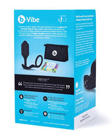 B-Vibe Vibrating Snug and Tug Rechargeable Silicone Cock Ring andamp; Anal Plug - XLarge - Black