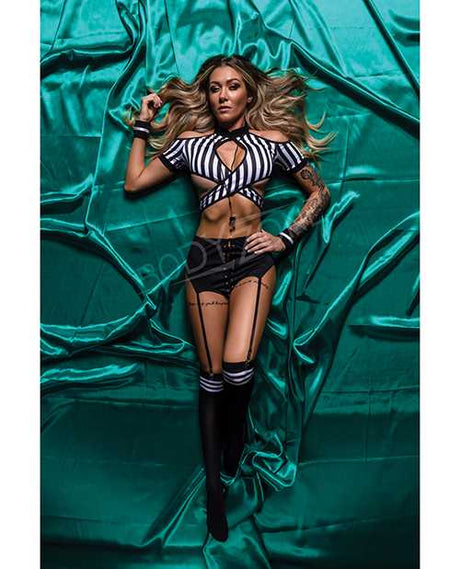Role Play Risque Referee 6 pc Set Black/White M/L