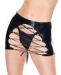 Darque Wet Look Reversible Lace Up Skirt - Black MD