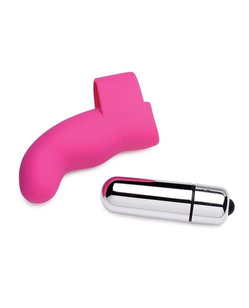 Gossip G-Thrill Silicone Finger Vibrator with Full Size Bullet - Pink