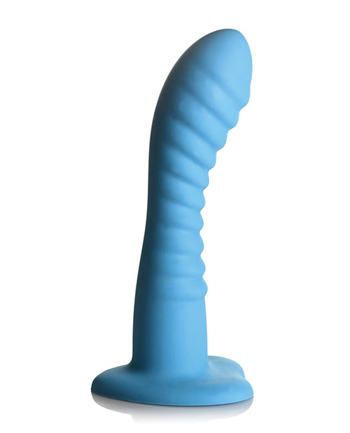Simply Sweet Ribbed Silicone Dildo - Blue