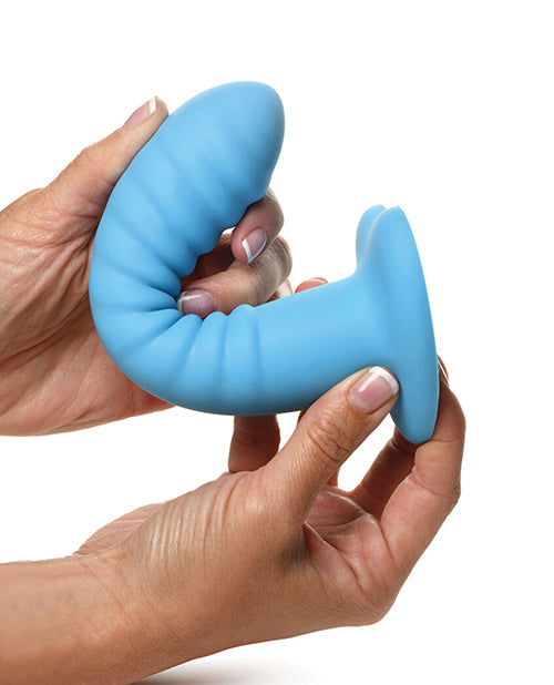 Simply Sweet Ribbed Silicone Dildo - Blue