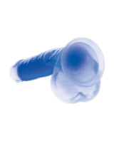 Lollicock Glow in the Dark Silicone Dildo with Balls 7in - Blue