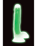 Lollicock Glow in the Dark Silicone Dildo with Balls 7in - Green