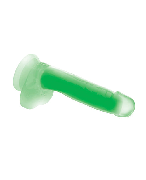 Lollicock Glow in the Dark Silicone Dildo with Balls 7in - Green