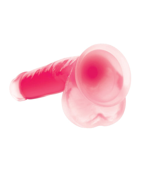 Lollicock Glow in the Dark Silicone Dildo with Balls 7in - Pink