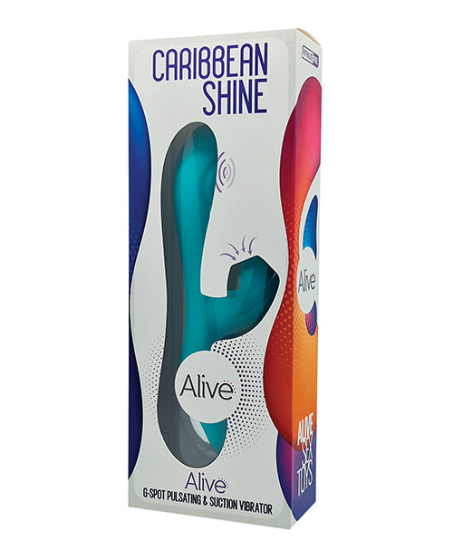 Alive Caribbean Shine Rechargeable Silicone Rabbit Vibrator - Blue