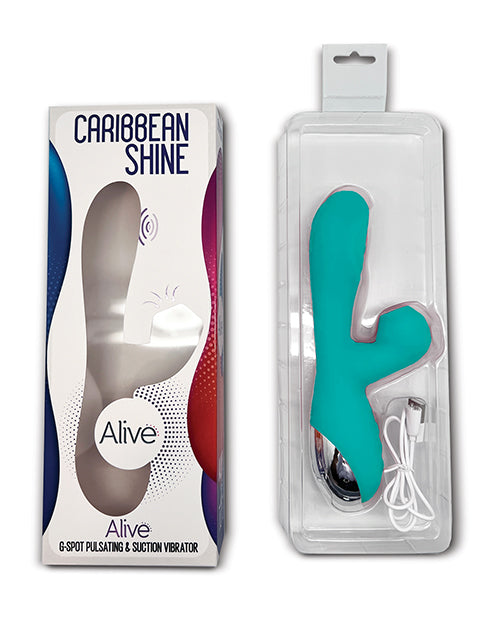 Alive Caribbean Shine Rechargeable Silicone Rabbit Vibrator - Blue