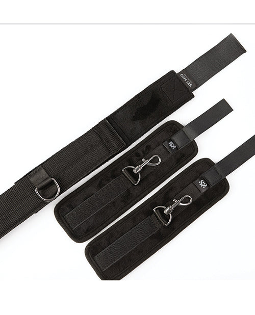 Sei Mio Spread the Love Ankle Spreader Bar w/Wrist Cuffs - Black