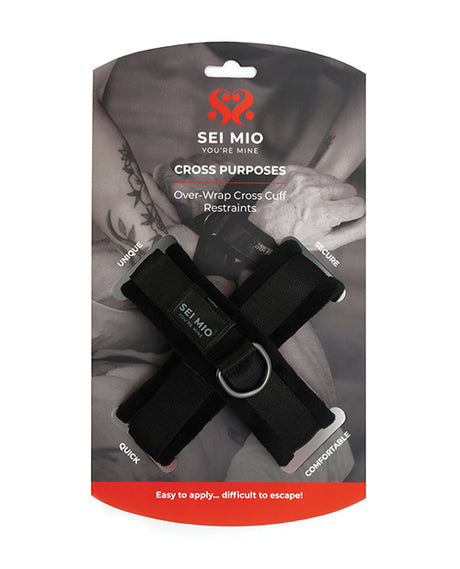 Sei Mio Cross Purpose Unique Over-Wrap Cross Cuff Restraints - Black