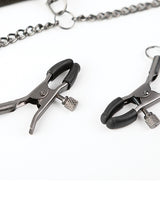 Sei Mio Twin Tweaks Velvet Collar w/Nipple Clamps - Black