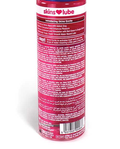 Skins Excite Tingling Water Based Lubricant 4.4oz