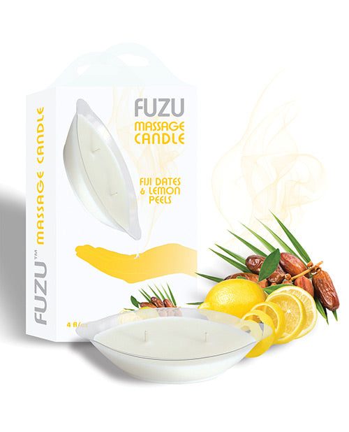 Fuzu Massage Candle - 4 oz Fiji Dates & Lemon Peel