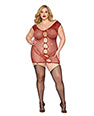 Seamless Chemise w/Rhinestone Accents & Mini Suspender Clips - Ox Blood QN