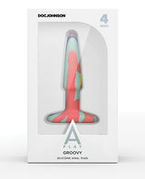 A Play 4" Groovy Silicone Anal Plug - Multicolor/Yellow