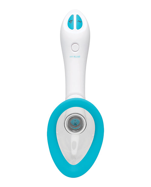 Bloom Intimate Body Pump Silicone Vibrating Rechargeable Body Pump - Sky Blue/White